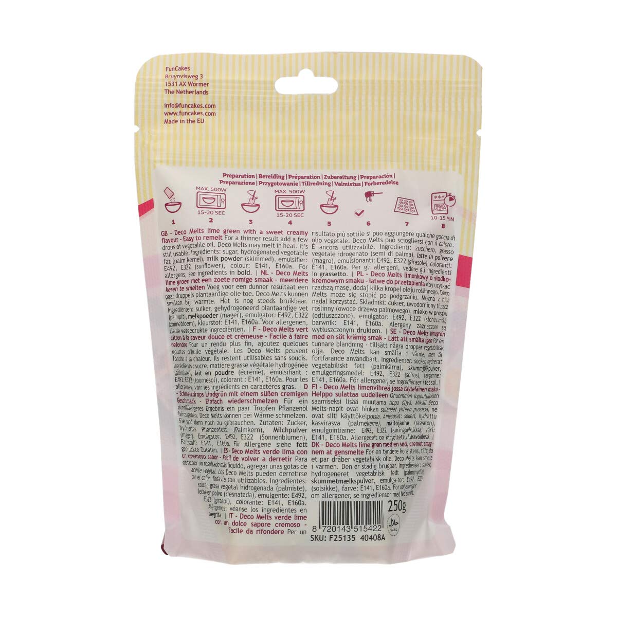 funcakes-deco-melts-pastilles-vert-citron-250-g-drip image 2