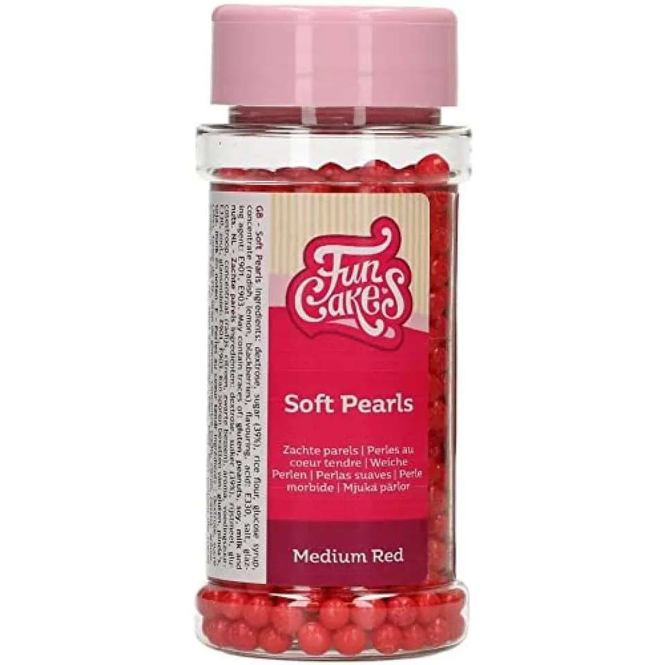 funcakes-soft-pearls-perles-en-sucre-rouge-brillant-80-g image 1