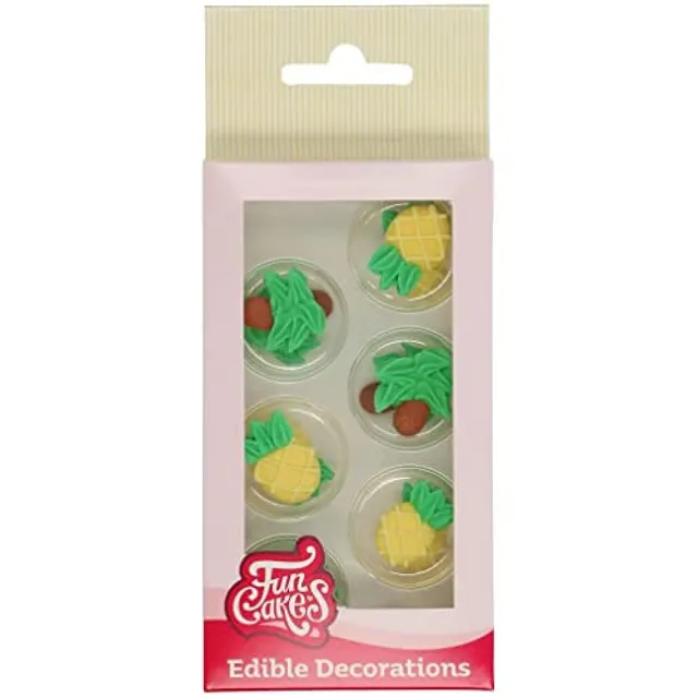 funcakes-d-corations-sucre-exotic-ananas-palmiers-12-pcs image 1
