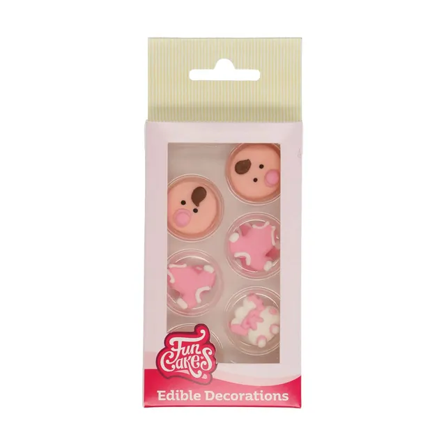 funcakes-baby-girl-figurines-sucre-roses-12-pi-ces image 1