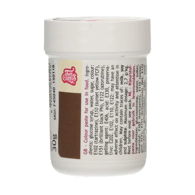 funcakes-food-colour-gel-colorant-p-te-marron-30g-concentr image 1