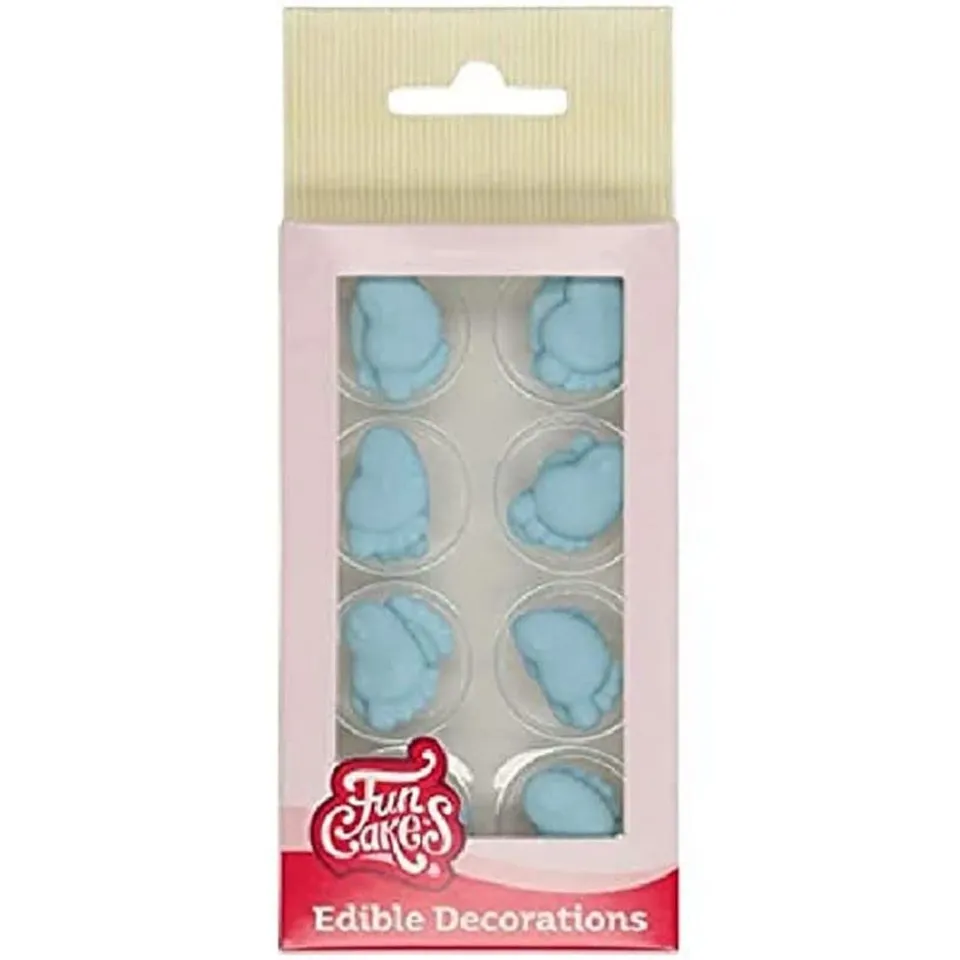 funcakes-d-cor-sucre-pieds-b-b-bleus-16-pi-ces-naissance image 1