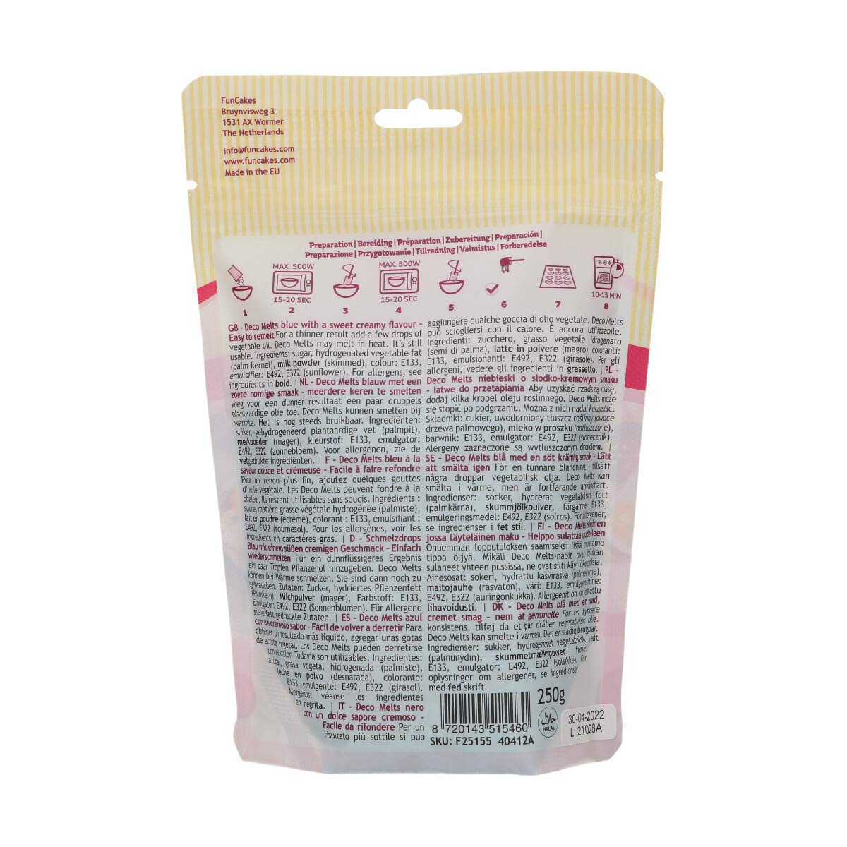 funcakes-deco-melts-pastilles-chocolat-bleu-250g-drip-cake image 2