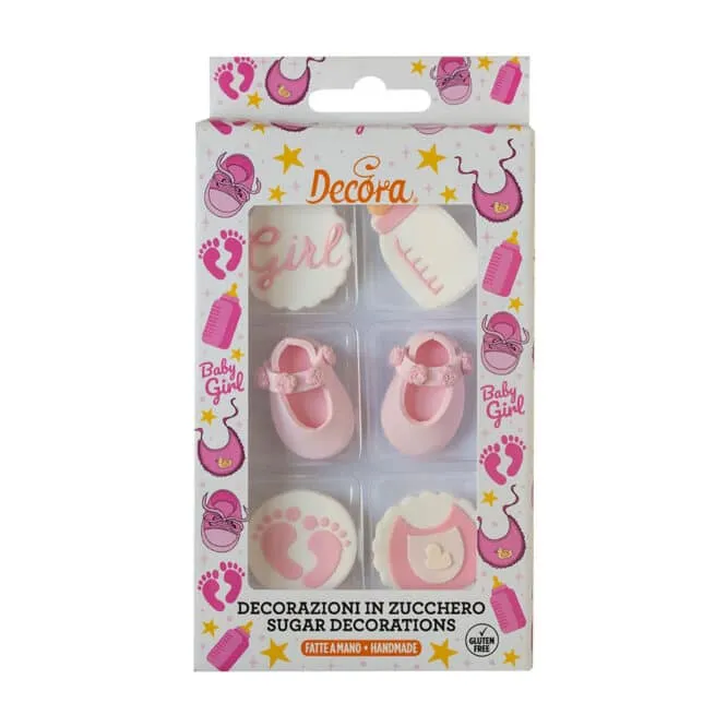 decora-bake-cook-line-it-s-a-girl-d-coration-sucre-naissance-6-pi-ces image 1