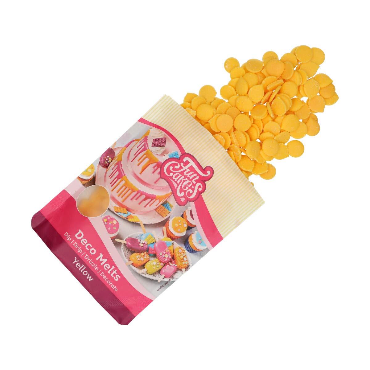 funcakes-deco-melts-pastilles-jaune-250-g-gout-chocolat-blanc image 3