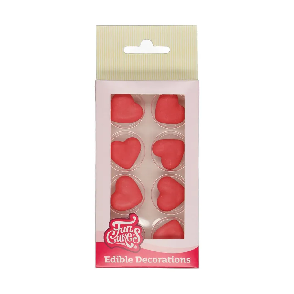 funcakes-d-corations-sucre-c-urs-rouges-8-pi-ces-sans-gluten image 1