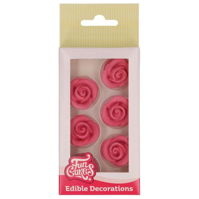funcakes-roses-rosa-figurines-fondant-d-cor-sucre-rose-6-pcs image 1