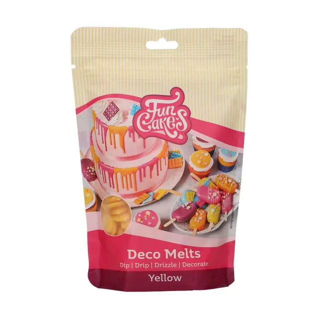funcakes-deco-melts-pastilles-jaune-250-g-gout-chocolat-blanc image 1