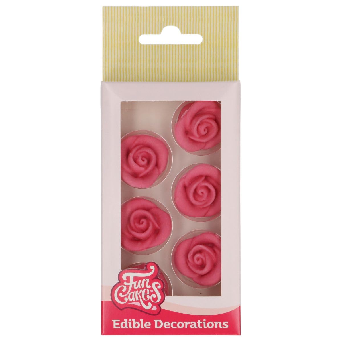 funcakes-roses-rosa-figurines-fondant-d-cor-sucre-rose-6-pcs image 1
